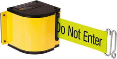 Lavi Industries - 3-1/2" High x 3-1/4" Long x 3-1/4" Wide Retractable Barrier Belt - Aluminum, Powdercoat Finish, Yellow, Use with Upright - Apex Tool & Supply