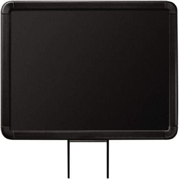 Lavi Industries - 11" High x 8-1/2" Long x 8-1/2" Wide Barrier Sign Frame - Aluminum, Powdercoat Finish, Black, Use with Stanchion - Apex Tool & Supply