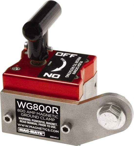 Mag-Mate - 800 Amps Grounding Capacity, 4-5/8" High, Rare Earth Magnetic Welding & Fabrication Ground Clamp - 450 Lb Average Pull Force, Square Magnet, Zinc Plated Steel Stud, Compatible with Flat & Round Surfaces - Apex Tool & Supply
