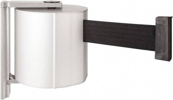 Lavi Industries - 8" High x 6-3/4" Long x 6-3/4" Wide Retractable Barrier Belt - Aluminum, Satin Chrome Finish, Satin Aluminum, Use with Wall Mount - Apex Tool & Supply