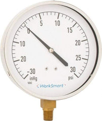 Value Collection - 4-1/2" Dial, 1/4 Thread, 30-0-30 Scale Range, Pressure Gauge - Lower Connection Mount, Accurate to 0.01% of Scale - Apex Tool & Supply