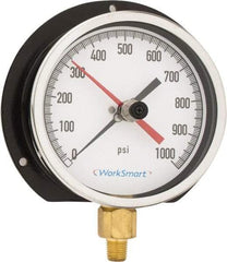 Value Collection - 4-1/2" Dial, 1/4 Thread, 0-1,000 Scale Range, Pressure Gauge - Lower Connection Mount, Accurate to 0.5% of Scale - Apex Tool & Supply