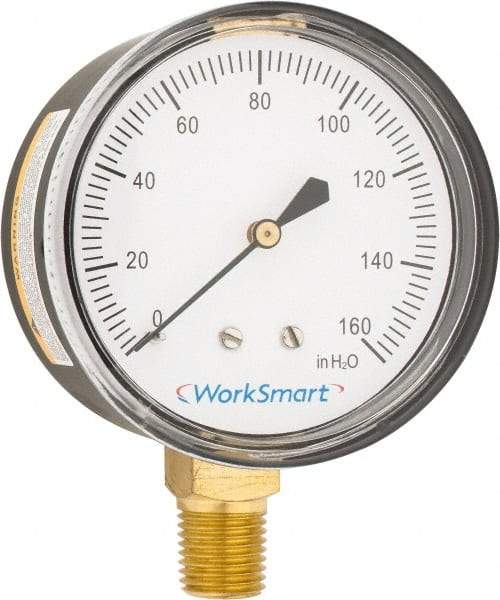 Value Collection - 2-1/2" Dial, 1/4 Thread, 0-160 Scale Range, Pressure Gauge - Lower Connection Mount, Accurate to 1.5% of Scale - Apex Tool & Supply