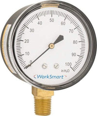 Value Collection - 2-1/2" Dial, 1/4 Thread, 0-100 Scale Range, Pressure Gauge - Lower Connection Mount, Accurate to 1.5% of Scale - Apex Tool & Supply