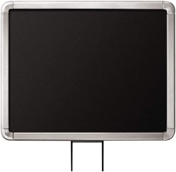 Lavi Industries - 14" High x 11" Long x 11" Wide Barrier Sign Frame - Aluminum, Satin Chrome Finish, Satin Aluminum, Use with Stanchion - Apex Tool & Supply