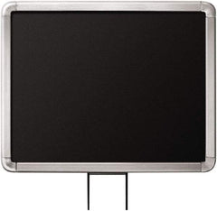 Lavi Industries - 14" High x 11" Long x 11" Wide Barrier Sign Frame - Aluminum, Satin Chrome Finish, Satin Aluminum, Use with Stanchion - Apex Tool & Supply