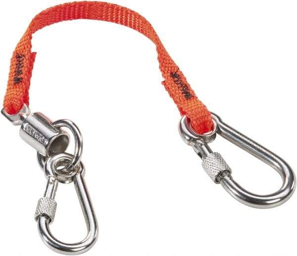 Proto - 12" Tethered Tool Lanyard - Carabiner Connection, 12" Extended Length, Orange - Apex Tool & Supply