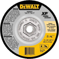 DeWALT - 24 Grit, 6" Wheel Diam, Type 27 Depressed Center Wheel - Coarse/Medium Grade, Ceramic, N Hardness, 10,100 Max RPM - Apex Tool & Supply