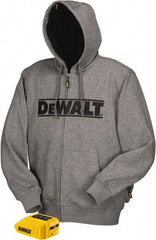 DeWALT - Size M Heated & Cold Weather Jacket - Gray, Polyester, Zipper Closure - Apex Tool & Supply