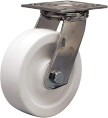 Hamilton - 6" Diam x 2" Wide x 7-1/2" OAH Top Plate Mount Swivel Caster - Polyolefin, 750 Lb Capacity, Delrin Bearing, 3-3/4 x 4-1/2" Plate - Apex Tool & Supply