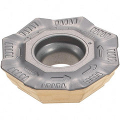 Iscar - OFMT07T3 76 Grade IC830 Carbide Milling Insert - TiAlN/TiN Finish, 0.179" Thick, 0.7008" Inscribed Circle, 0.6mm Corner Radius - Apex Tool & Supply