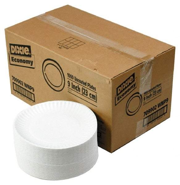 Dixie - Dixie Uncoated Paper Plates, 9" - White - Apex Tool & Supply