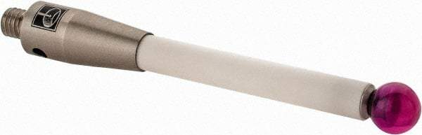 Renishaw - 0.2362 Inch Ball Diameter, Ceramic Stem, M4 Thread, Ruby Point Ball Tip CMM Stylus - 1-1/2 Inch Working Length, 0.1772 Inch Stem Diameter, 1.9685 Inch Overall Length - Apex Tool & Supply