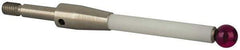 Renishaw - 0.24 Inch Ball Diameter, Ceramic Stem, M4 Thread, Ruby Point Ball Tip CMM Stylus - 1.5158 Inch Working Length, 0.1772 Inch Stem Diameter, 1.9685 Inch Overall Length - Apex Tool & Supply