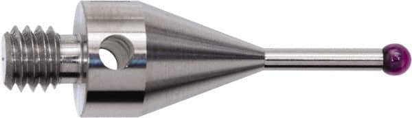 Renishaw - 0.1575 Inch Ball Diameter, Stainless Steel Stem, M4 Thread, Ruby Point Ball Tip CMM Stylus - 0.5394 Inch Working Length, 0.1181 Inch Stem Diameter, 0.7087 Inch Overall Length - Apex Tool & Supply