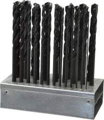 Hertel - 1/16 to 1/2", 135° Point, Black Oxide Finish, High Speed Steel Aircraft Extension Length Drill Bit Set - Apex Tool & Supply
