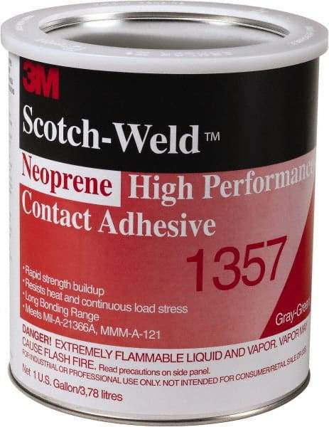3M - Construction Adhesives - 1357 1G NEOPRN GRY/GRN SCOTCHWELD HP CONTACT ADH - Apex Tool & Supply