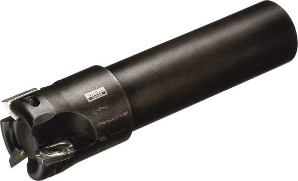Sandvik Coromant - 1-1/4" Cut Diam, 12mm Max Depth of Cut, 1" Shank Diam, 5-1/4" OAL, Indexable Square Shoulder End Mill - Multiple Insert Styles, Cylindrical Shank, 90° Lead Angle, Through Coolant, Series CoroMill 790 - Apex Tool & Supply
