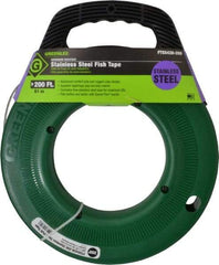 Greenlee - 200 Ft. Long x 1/8 Inch Wide, 0.045 Inch Thick, Stainless Steel Fish Tape - 400 Lb. Pulling Strength, Includes Case - Apex Tool & Supply