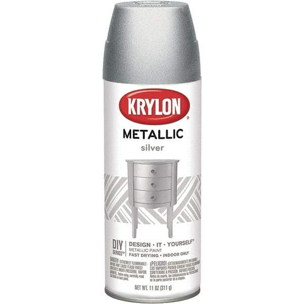 Krylon - Silver, Metallic, Aerosol Spray Paint - 15 to 20 Sq Ft per Can, 16 oz Container - Apex Tool & Supply