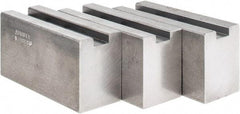 Abbott Workholding Products - 1.5mm x 60° Serrated Attachment, Square Soft Lathe Chuck Jaw - 3 Jaws, Steel, 63/64" Btw Mount Hole Ctrs, 4" Long x 1-1/2" Wide x 2" High, 0.5512" Groove, 0.4724" & 12mm Fastener - Apex Tool & Supply