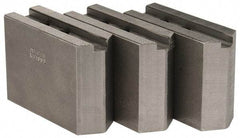 Abbott Workholding Products - 1.5mm x 60° Serrated Attachment, Square Soft Lathe Chuck Jaw - 3 Jaws, Steel, 63/64" Btw Mount Hole Ctrs, 4" Long x 1-1/2" Wide x 3" High, 0.5512" Groove, 0.4724" & 12mm Fastener - Apex Tool & Supply