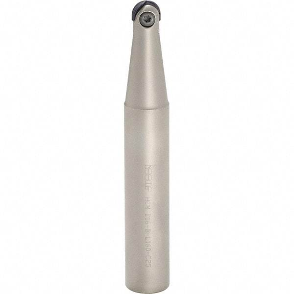 Iscar - 3/8" Cut Diam, 1/2" Shank Diam, 6" OAL, Indexable Ball Nose End Mill - 2" Head Length, Straight Shank, HCM D.38 Toolholder, HBR-QF, HCR Insert - Apex Tool & Supply
