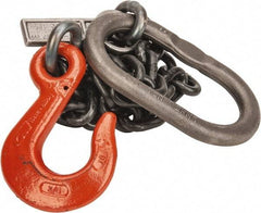 Lift-All - 5' Long x 4-1/2" Wide, 8,800 Lb Basket Capacity, Alloy Steel Web Sling - 8,800 Lb Choker Capacity, SOS Chain Sling, 3/8" Diam Chain, Natural, Single Style - Apex Tool & Supply