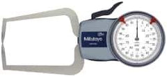 Mitutoyo - 0.8 Inch Max Measurement, 0.0005 Inch Graduation, Outside Dial Caliper Gage - 3.2 Inch Leg Length, 0.0015 Inch Accuracy - Apex Tool & Supply