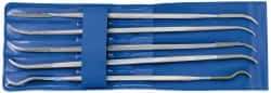 PFERD - 5 Piece Diamond Pattern File Set - 6" Long, Medium Coarseness, Set Includes Crossing Oval, Square, Three Square, Round, Hand Flat - Apex Tool & Supply