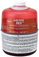 Loctite - 1,000 mL Bottle, Red, High Strength Liquid Threadlocker - Series 263, 24 Hour Full Cure Time, Hand Tool, Heat Removal - Apex Tool & Supply