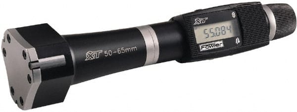 Fowler - 10 to 20mm, 62mm Gage Depth, 0.001mm Resolution, Ratchet Stop Thimble, Electronic Inside Hole Micrometer Set - Apex Tool & Supply