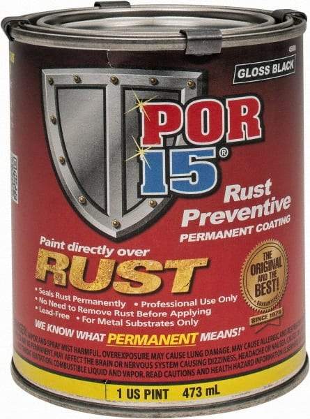 POR-15 - 1 Pint, Black, Rust Preventative Paint - Comes in Can - Apex Tool & Supply