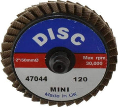 Garryson - 120 Grit, 2" Disc Diam, Type 27 Zirconia Alumina Flap Disc - 30,000 Max RPM, Nylon Backing, Quick Change Type R Attaching System, Coated - Apex Tool & Supply