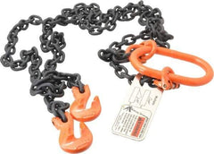 Pewag - 5' Long, 3,600 Lb Basket Capacity, 3,600 Lb Vertical Capacity, Alloy Steel Web Sling - DOG Chain Sling, 7/32" Diam Chain, Silver (Color), with Grab Hook & Master Link - Apex Tool & Supply