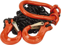 Pewag - 5' Long, 3,600 Lb Basket Capacity, 3,600 Lb Vertical Capacity, Alloy Steel Web Sling - DOS Chain Sling, 7/32" Diam Chain, Silver (Color), with 2 Sling Hooks & Master Link - Apex Tool & Supply