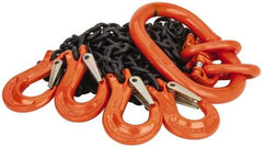 Pewag - 5' Long, 5,500 Lb Basket Capacity, 5,500 Lb Vertical Capacity, Alloy Steel Web Sling - QOS Chain Sling, 7/32" Diam Chain, Silver (Color), with 4 Sling Hooks & Master Link - Apex Tool & Supply