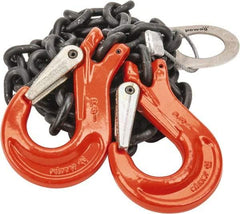 Pewag - 5' Long, 2,100 Lb Basket Capacity, 2,100 Lb Vertical Capacity, Alloy Steel Web Sling - SSS Chain Sling, 7/32" Diam Chain, Silver (Color), with 2 Sling Hooks - Apex Tool & Supply