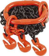 Pewag - 5' Long, 5,500 Lb Basket Capacity, 5,500 Lb Vertical Capacity, Alloy Steel Web Sling - TOG Chain Sling, 7/32" Diam Chain, Silver (Color), with 3 Grab Hooks & Master Link - Apex Tool & Supply