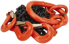 Pewag - 5' Long, 5,500 Lb Basket Capacity, 5,500 Lb Vertical Capacity, Alloy Steel Web Sling - TOS Chain Sling, 7/32" Diam Chain, Silver (Color), with 3 Sling Hooks & Master Link - Apex Tool & Supply