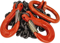 Pewag - 5' Long, 6,100 Lb Basket Capacity, 6,100 Lb Vertical Capacity, Alloy Steel Web Sling - DOS Chain Sling, 9/32" Diam Chain, Silver (Color), with 2 Sling Hooks & Master Link - Apex Tool & Supply