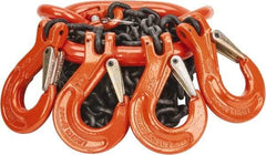 Pewag - 5' Long, 9,100 Lb Basket Capacity, 9,100 Lb Vertical Capacity, Alloy Steel Web Sling - QOS Chain Sling, 9/32" Diam Chain, Silver (Color), with 4 Sling Hooks & Master Link - Apex Tool & Supply