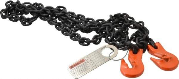 Pewag - 10' Long, 3,500 Lb Basket Capacity, 3,500 Lb Vertical Capacity, Alloy Steel Web Sling - SGG Chain Sling, 9/32" Diam Chain, Silver (Color), with 2 Grab Hooks - Apex Tool & Supply