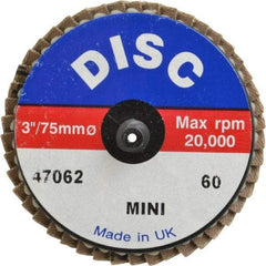 Garryson - 60 Grit, 3" Disc Diam, Type 27 Zirconia Alumina Flap Disc - 20,000 Max RPM, Nylon Backing, Quick Change Type R Attaching System, Coated - Apex Tool & Supply