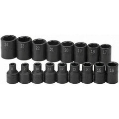 SK - 1/2" Drive Standard Impact Socket Set - 8 to 24mm, Metric Measurement Standard - Apex Tool & Supply