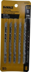 DeWALT - 4" Long, 6 Teeth per Inch, Cobalt Jig Saw Blade - Toothed Edge, 1/4" Wide x 0.035" Thick, T-Shank - Apex Tool & Supply