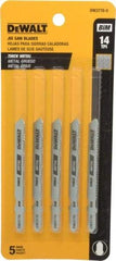DeWALT - 3" Long, 14 Teeth per Inch, High Carbon Steel Jig Saw Blade - Toothed Edge, 0.3" Wide x 0.035" Thick, T-Shank - Apex Tool & Supply