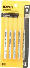 DeWALT - 3" Long, 32 Teeth per Inch, High Carbon Steel Jig Saw Blade - Toothed Edge, 0.3" Wide x 0.035" Thick, T-Shank - Apex Tool & Supply
