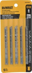 DeWALT - 4" Long, 6 Teeth per Inch, High Carbon Steel Jig Saw Blade - Toothed Edge, 1/4" Wide x 0.06" Thick, U-Shank - Apex Tool & Supply
