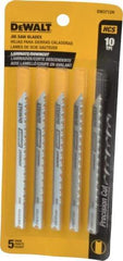 DeWALT - 4" Long, 10 Teeth per Inch, High Carbon Steel Jig Saw Blade - Toothed Edge, 1/4" Wide x 0.06" Thick, U-Shank - Apex Tool & Supply